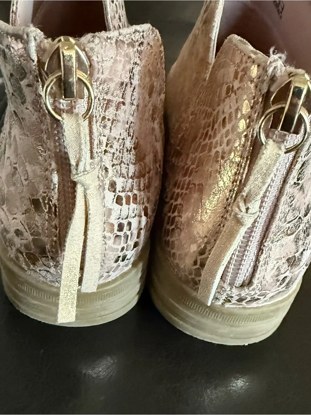 Kenneth Cole Reaction Girls' Metallic Pink Snake-Print Ankle Boots